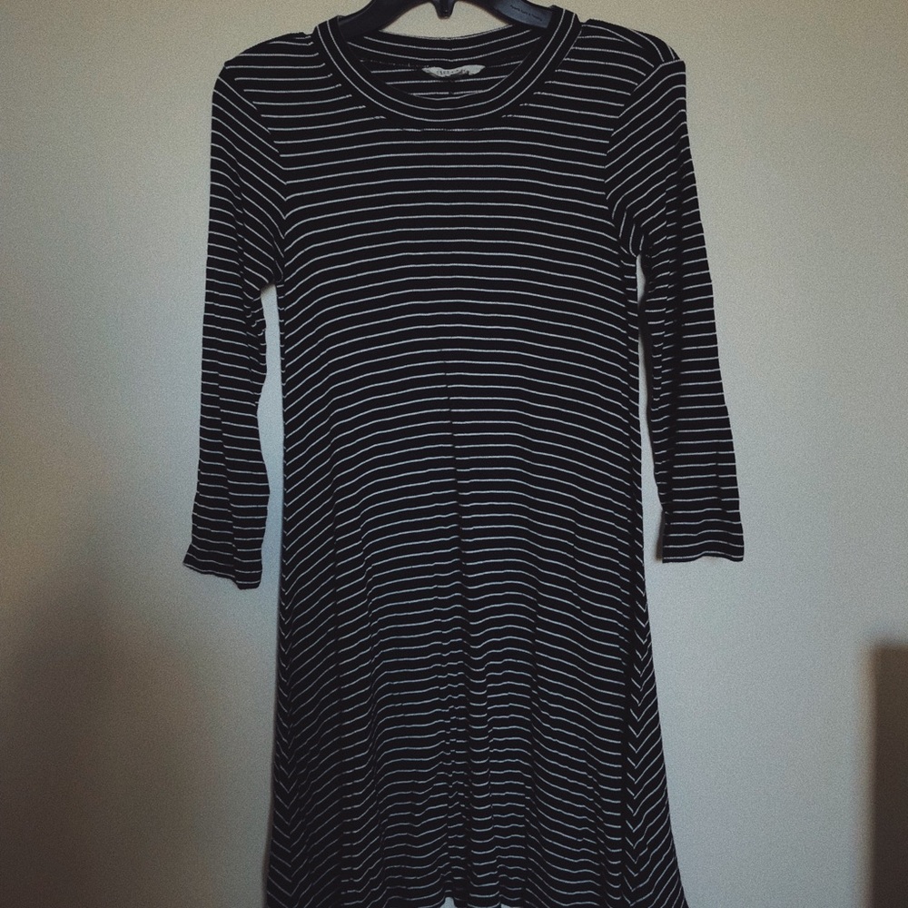 American Eagle Black and White Striped Swing Dress